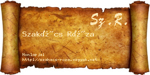 Szakács Róza névjegykártya